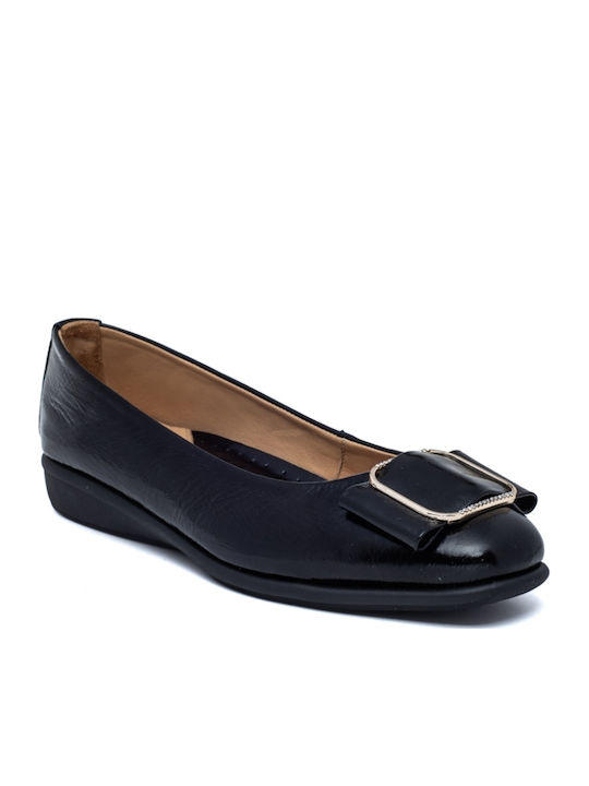 Leather Women's Ballerina Shoes Black