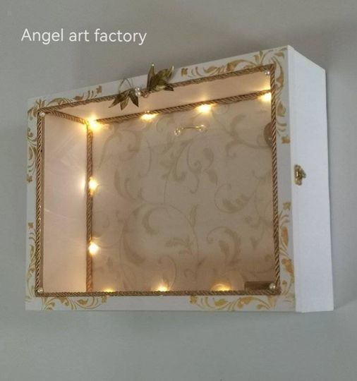 Caz Pentru Coroane De Nuntă De Perete Baroc Rectangular Din Lemn Alb 30x40cm AAF_1384