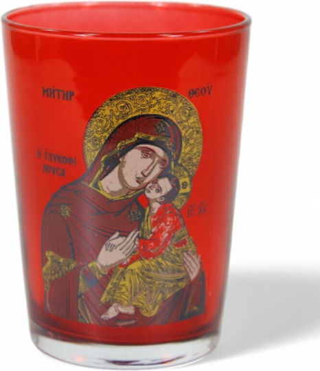 Tisch-Öllampe Glas 500ml Rot Durchmesser 8,8 cm Höhe 12 cm – Handgefertigt in Griechenland