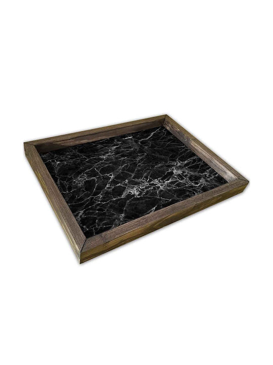 Δίσκος Σερβιρίσματος 847trx0203 30x40cm Marble Effect Black-walnut Hermia Mdf Ξύλο