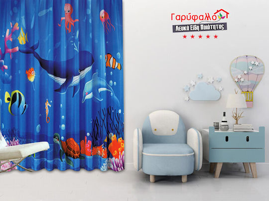 Kids Curtain Ocean Life with Rod Pocket Blue 260x280cm