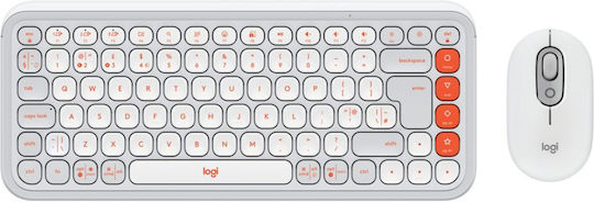 Logitech Pop Icon Combo Ασύρματο Bluetooth Σετ Πληκτρολόγιο & Ποντίκι Αγγλικό UK Λευκό