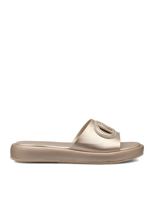 Mexx Flache Sandalen für Damen in Gold Farbe