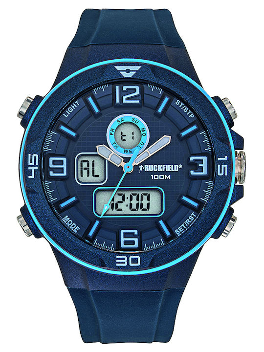 Ruckfield Men's Watch 46mm Chronograph Battery with Blue Rubber Strap
