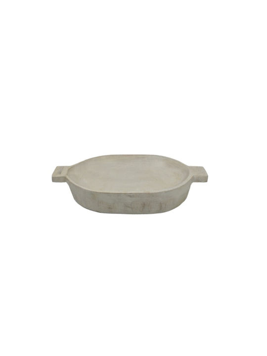Nakaro Handgefertigte Servierschale mit Griffen Weiß 28x18x4cm