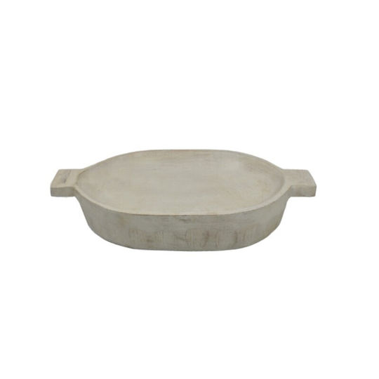 Nakaro Handmade Serving Bowl with Handles White 28x18x4cm