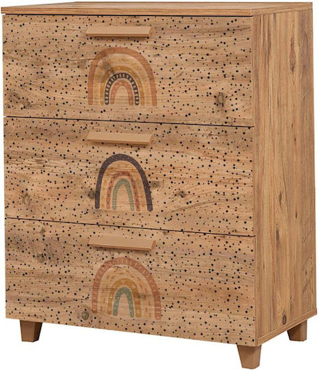 Kinderkommode Braun / Mehrfarbig mit 3 Schubladen 80x43x95cm Kinderkommode Braun / Mehrfarbig mit 3 Schubladen 80x43x95cm