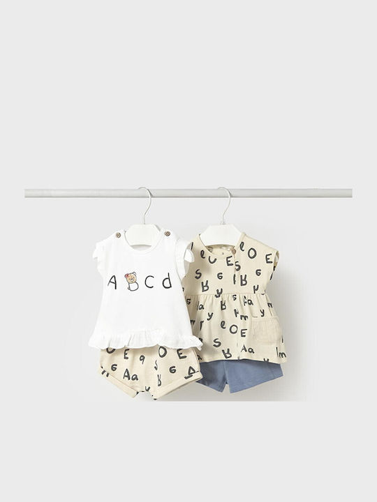 Mayoral Kids' Set with Shorts Summer 4pcs Ecru