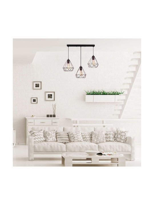 Vivalux Pendant Light Black Rail with Socket E27 67.5x20x142cm
