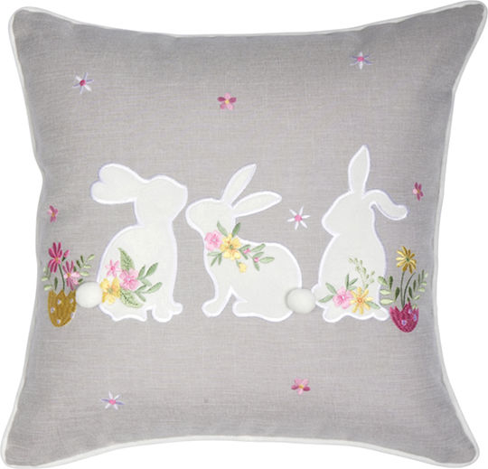 Easter Embroidered Pillowcase 45x45 0190 Grey Ilis Home