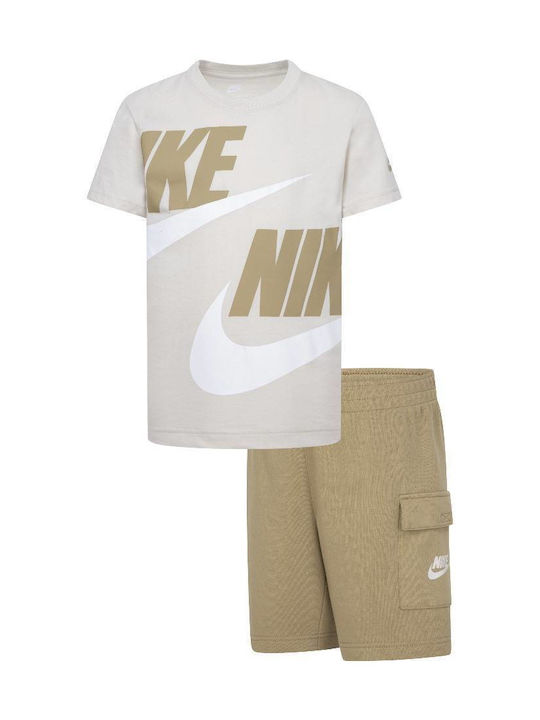 Nike Παιδικό Σετ με Σορτς Καλοκαιρινό 2τμχ Beige