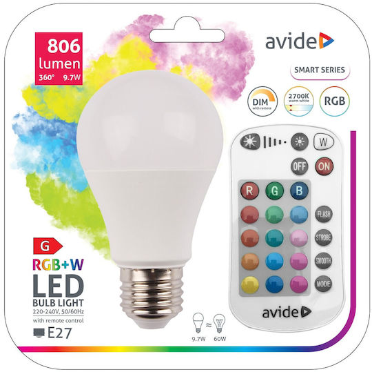 Смарт крушка LED 9.7W за фасунга E27 и форма A60 RGBW 806лм Димируем