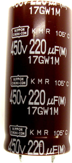220μf 450v Snap-in Capacitor Nippon Chemicon Ø22x45 Mm Ls:10mm 2000h @ 105°c