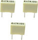 3 Stück Kondensatoren Mkt 4,7nF 100VDC 63VAC; 10%; Rastermaß: 5mm; Kemet; 4,7nF 100VDC Polyesterfolienkondensator 4700pF 0,0047µF