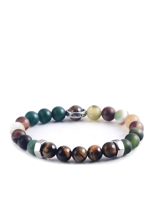 Herrenarmband Edelstahl Indische Achate & Tigerauge