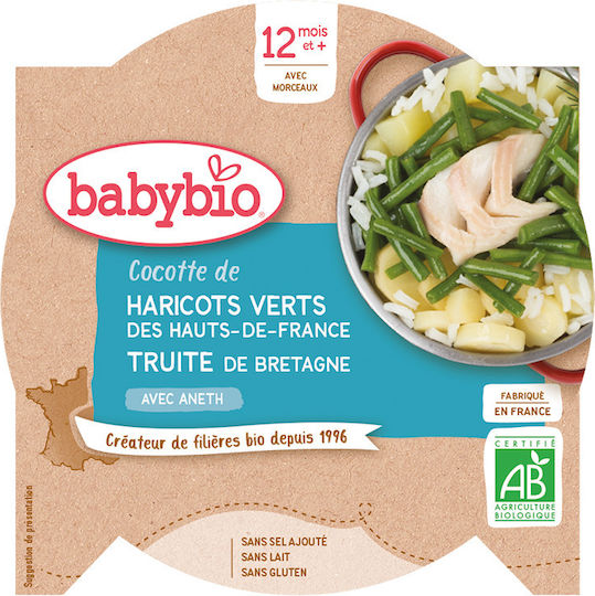 Babybio Baby Meal with Flavor Trout and Green Beans 230gr for 12+ Months