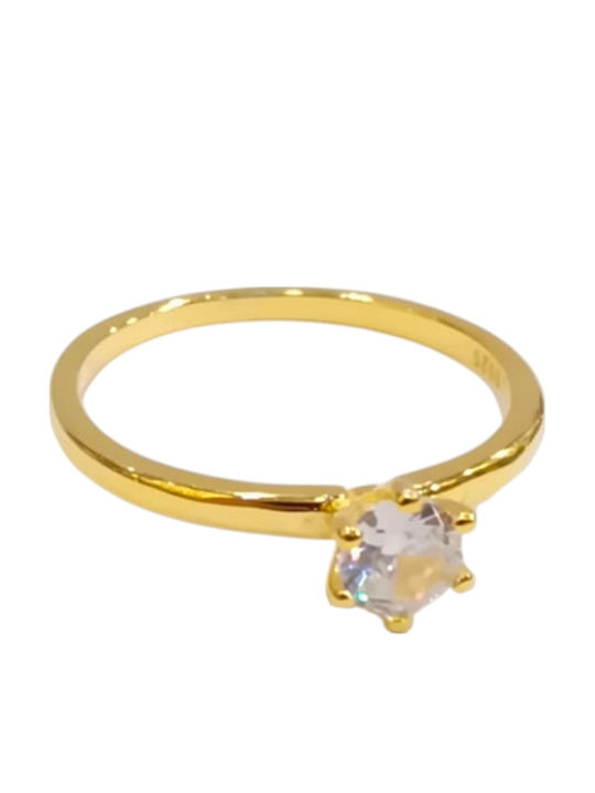 Prince Silvero Ring with Zircon made of Silver Gold Plated