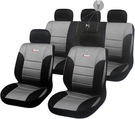 Takeposition Set Autositzbezüge 9Stück Kunstleder Gray / Schwarz