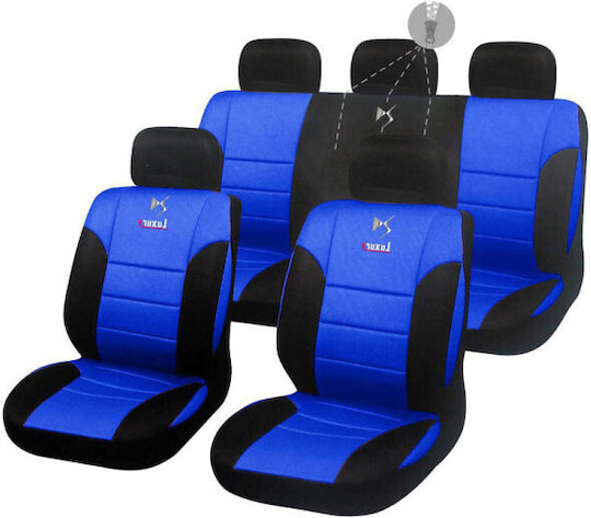 Takeposition Set Autositzbezüge 9Stück Kunstleder Blau / Schwarz