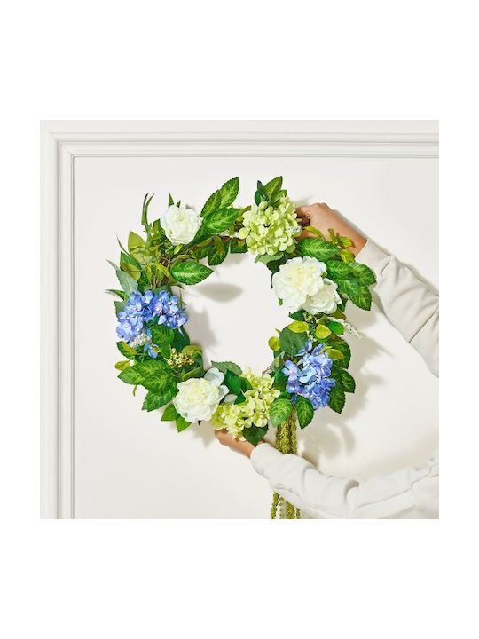 Vevor Artificial Decorative Wreath 23 Inches Blue White Green Hydrangeas Roses Zshhxqhtmlbl4g2okv0