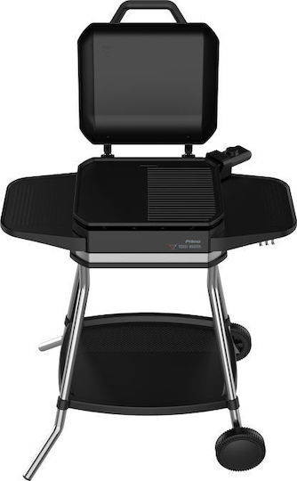 Primo PRBQ-40499 With Legs Electric Grill Smooth and Ribbed Plate 3050W with Lid and Adjustable Thermostat 41.8cmx37.3cmcm