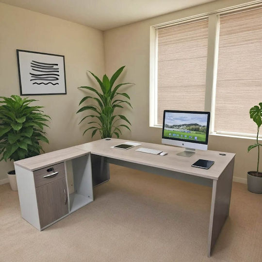 Corner Professional Office Armadi Wooden Gray-white 140x70x75cm