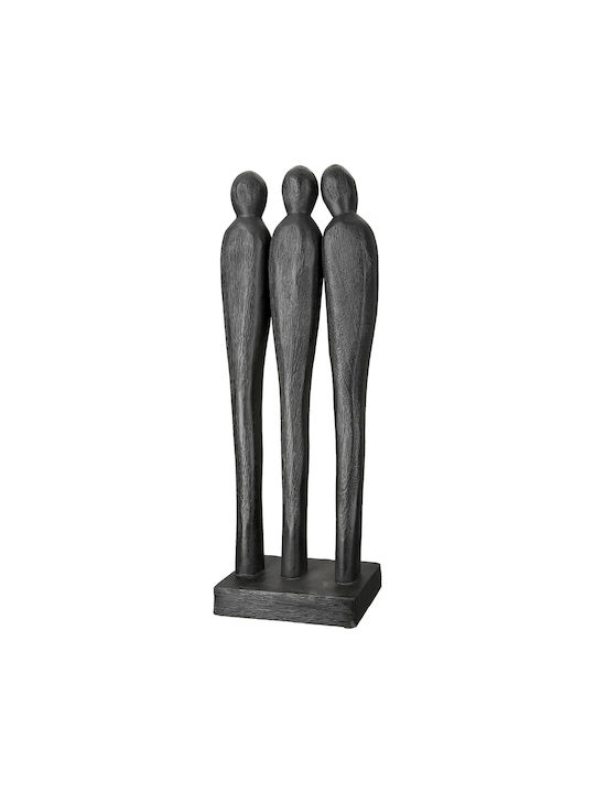 Γλυπτό "3 People" Group Mango Ξύλο Μαύρο Pu 14x6.5x36cm
