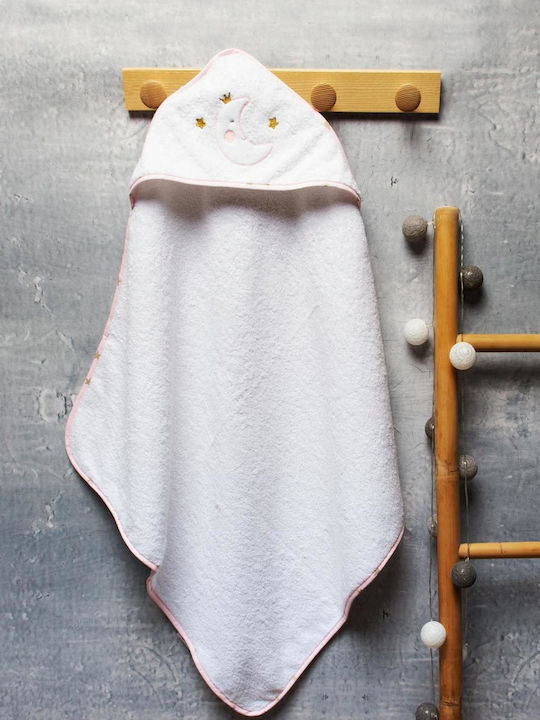 abo Baby Bath Towel Hooded Moon Princess White 75x75cm ABO-32500-08-White