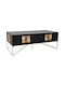 Zentraler Kaffeetisch Holz Schwarz Gold M120xB60xH45cm Zen Collection