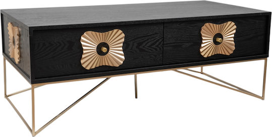 Zentraler Kaffeetisch Holz Schwarz Gold M120xB60xH45cm Zen Collection