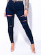 Blugi de damă cu tăieturi cu croială skinny Blue
