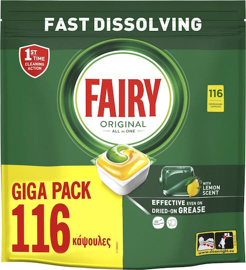 Fairy Caps Original Dishwasher Lemon Giga 116 Pieces
