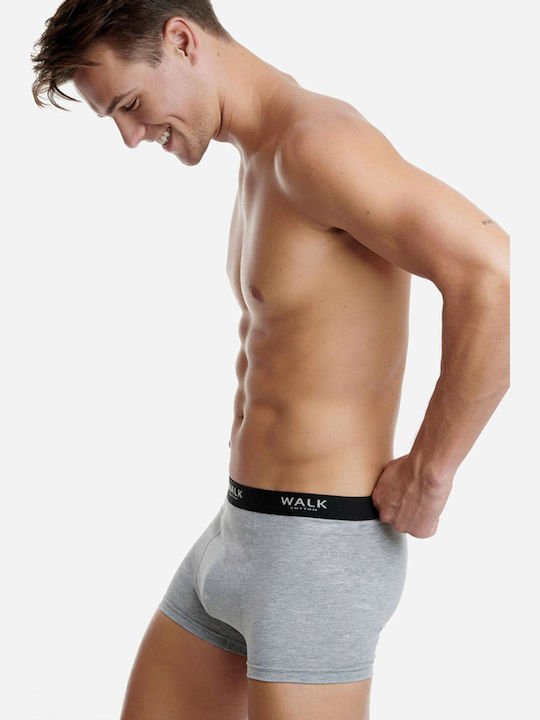 Walk Ανδρικά Μποξεράκια Γκρι Μελανζέ-γκρι 2Pack