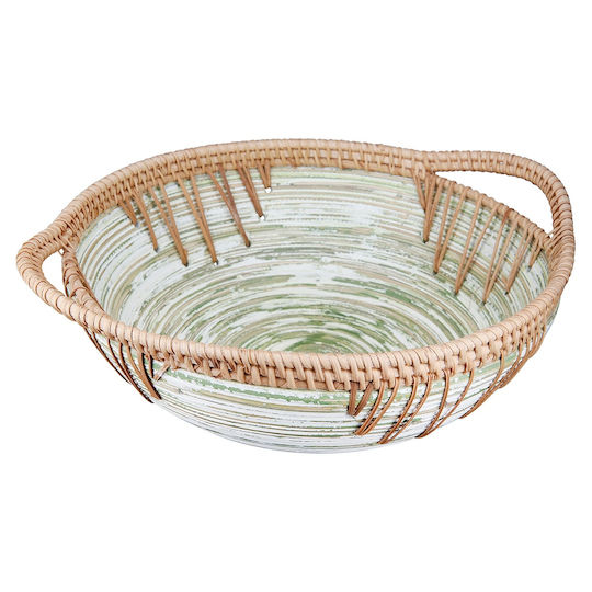 ArteLibre Fortaleza Διακοσμητικό Μπωλ Rattan Εκρού 35x30x11cm