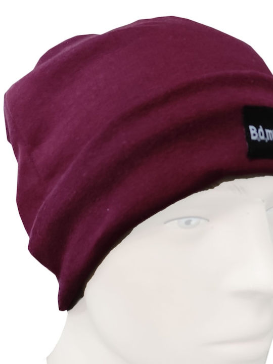 Beanie Unisex Σκούφος Πλεκτός σε Μπορντό χρώμα