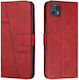 5g Stitching Umschlag Rückseite Leder / Silikon Rot (Moto G50)