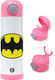 Koupakoupa Batman Kinderflasche Batman Rostfreier Stahl mit Strohhalm Rosa 500ml