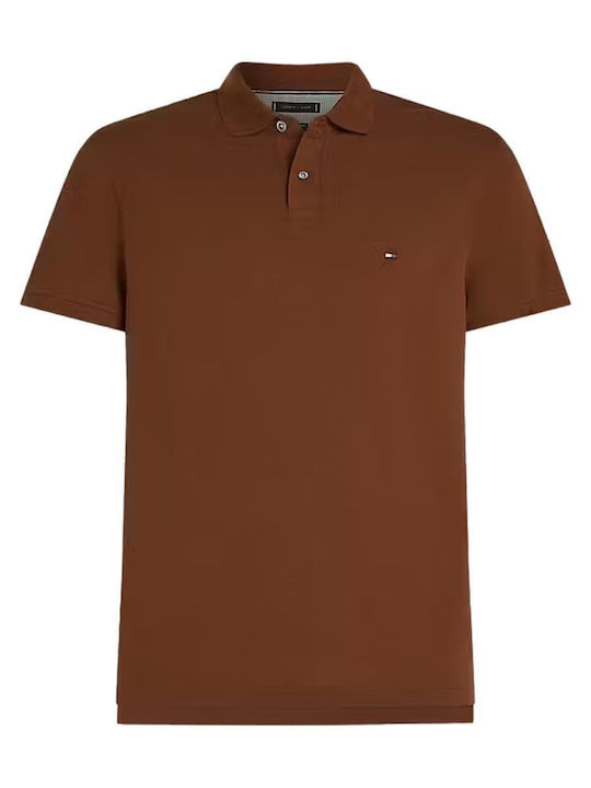 Tommy Hilfiger Polo Μπλούζα Κοντομάνικη Καφέ