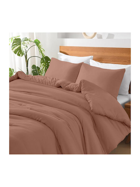 Lino Home Basico Σεντόνι Μονό 170x260εκ. Pudra