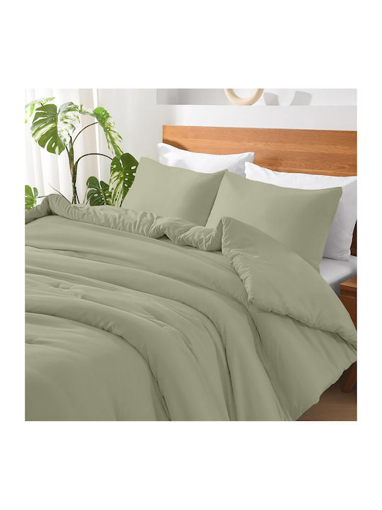 Lino Home Basico Σεντόνι Μονό 170x260εκ. Green