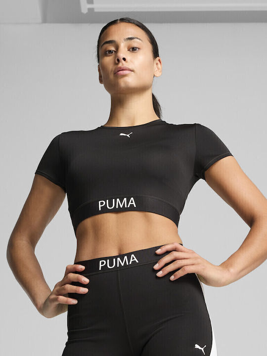 PUMA Women's Crop T-shirt Fast Drying Black