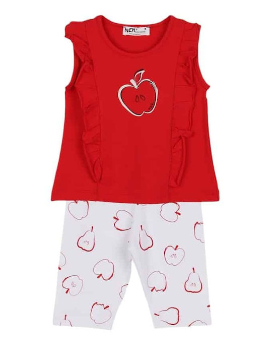 Kids' Set with Leggings Summer 2pcs Red, White