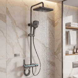 Wallex Ρυθμιζόμενη Στήλη Ντουζ με Μπαταρία 145cm Γκρι
