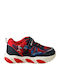 Spiderman Παιδικά Sneakers Ανατομικά με Σκρατς & Φωτάκια Μπλε