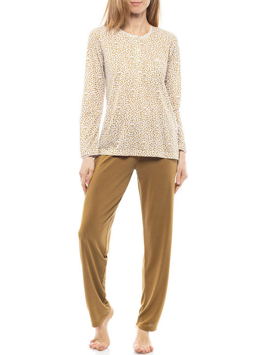 Pink Label Winter Women's Pyjama Set Gold