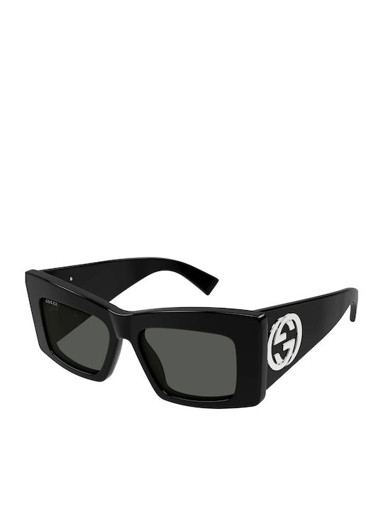 Gucci Women's Sunglasses with Black Horn-Rimmed Frame and Grey Lenses GG1842S 001