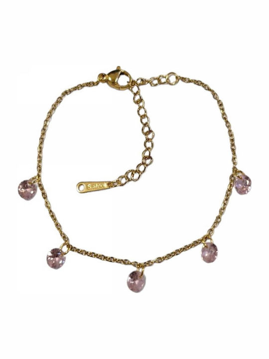 Kostibas Fashion Women's Bracelet Chain made of Steel Gold Plated