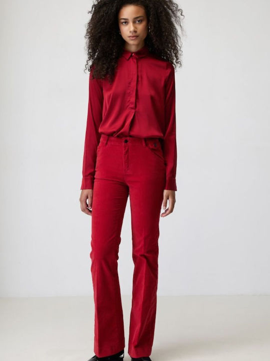 Dama Tesatura Pantaloni cu Croială Bootcut Red