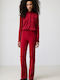 Dama Tesatura Pantaloni cu Croială Bootcut Red