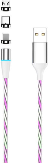 Setty Μαγνητικό / LED USB-A to Lightning Cable Λευκό 1m
